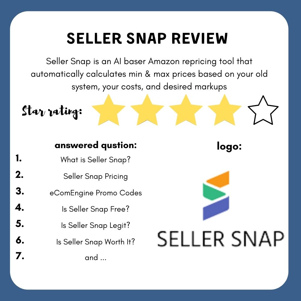 Seller Snap is an AI baser Amazon repricing tool that automatically calculates min & max prices based on your old system, your costs, and desired markups.